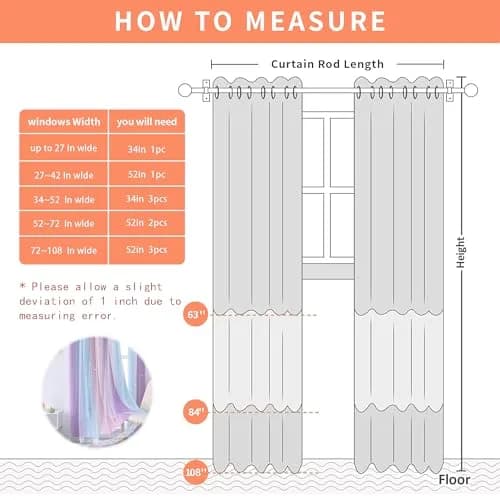 XiDi Girls Curtains for Bedroom, Purple Rainbow Blackout Curtains | Dreamy Kids Room Decor, 63" Long thumbnail 7