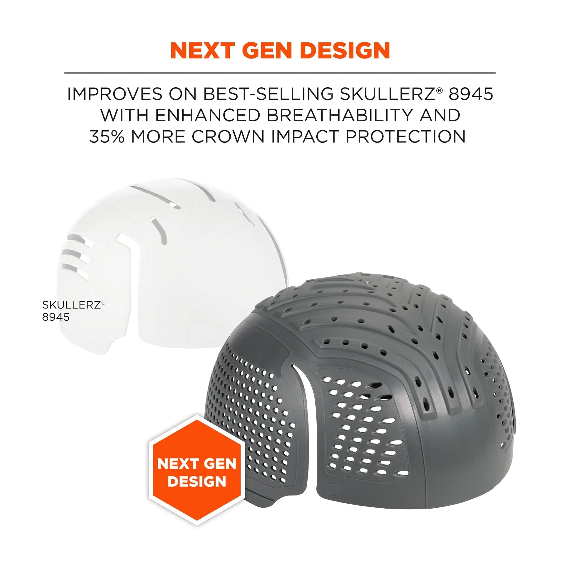 Ergodyne Skullerz 8945F(x) Universal Bump Cap Insert with Extra Venting, 2-Pack Charcoal | Fits Any Baseball Hat - view 2