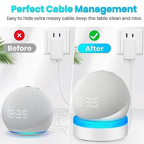 ZUOLACO Table Holder for Echo Dot 5th Gen & 2026 Model | White ABS Stand with Cable Management thumbnail 4