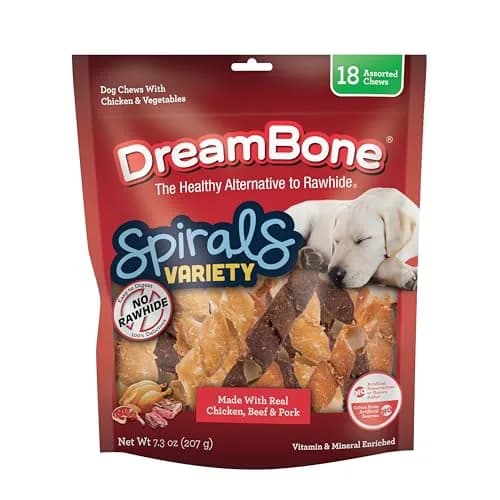 DreamBone Spirals Variety Pack Dog Treats 7.3oz | Rawhide-Free, Supports Skin & Coat thumbnail 1