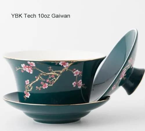 Eplze 10oz Large Gaiwan Ceramic Teacup - Embossed Plum Patterns (Green) | Elegant Asian Tea Cup thumbnail 5