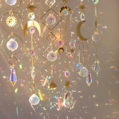 ilclviz 6Pieces Colorful Crystals Suncatcher Hanging Sun Catcher with Chain | Rainbow Rainbow Rainbow Rainbow Rainbow Rainbow thumbnail 6