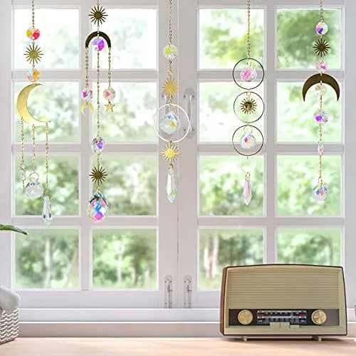 ilclviz 6Pieces Colorful Crystals Suncatcher Hanging Sun Catcher with Chain | Rainbow Rainbow Rainbow Rainbow Rainbow Rainbow thumbnail 2