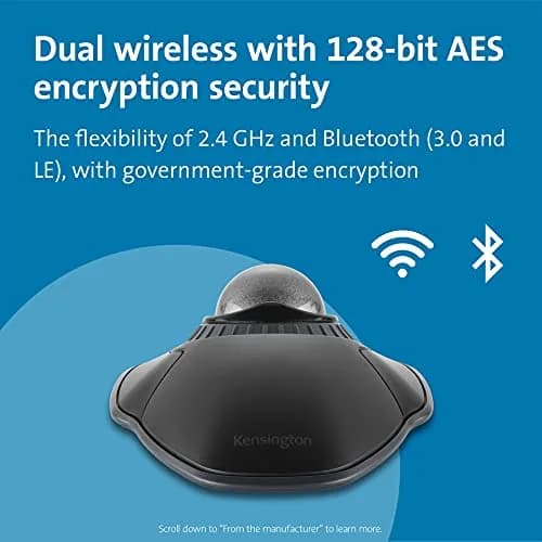 Kensington Orbit Wireless Trackball with Scroll Ring - Space Gray (K72675WW), Black/Grey | 1600 DPI Ergonomic Trackball Mouse thumbnail 2