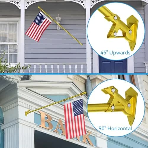 ZMTECH 6 FT Stainless Steel Flag Pole with Upgraded Bracket & Tangle-Free Rings | Adjustable Residential & Commercial Outdoor Use (Gold) thumbnail 4