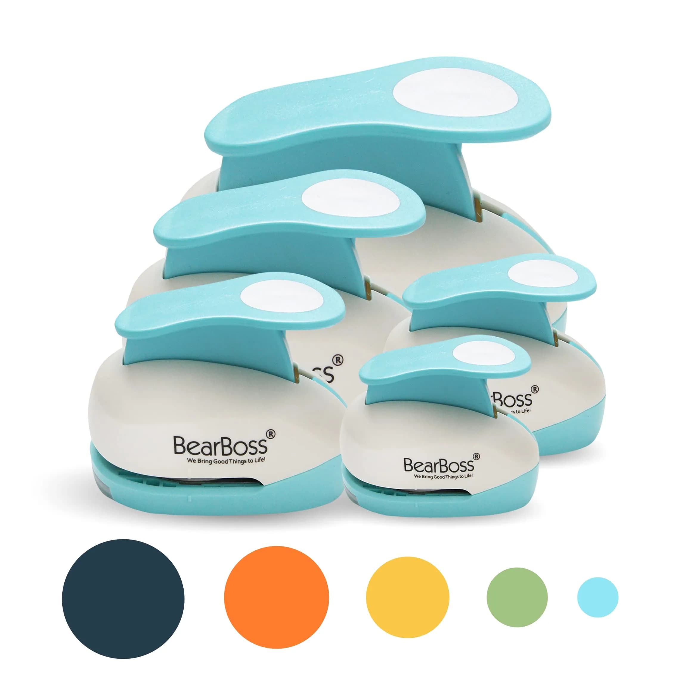 BearBoss 5 Circle Paper Punch, Classic White - Ergonomic Crafting Tool for Scrapbooking & Card Making - main product image