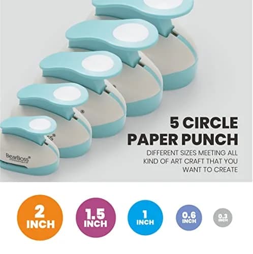 BearBoss 5 Circle Paper Punch Set | 0.3''-2'' Inch Sizes | Crafting & Card Making thumbnail 3