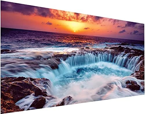 JATOK Sunset Waterfall Diamond Painting Kit for Adults, 90cm x 40cm (35.5 x 15.7 in) | Full Round Drill Art thumbnail 1