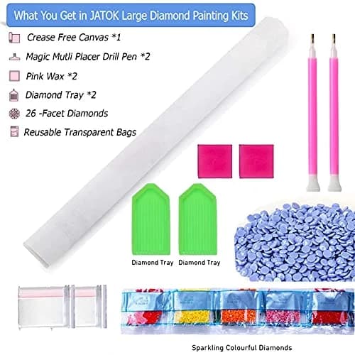 JATOK Diamond Painting Kit for Adults, NYC Night Landscape 90x40cm (35.5x15.7 in) | Full Round Drill Gem Art thumbnail 6