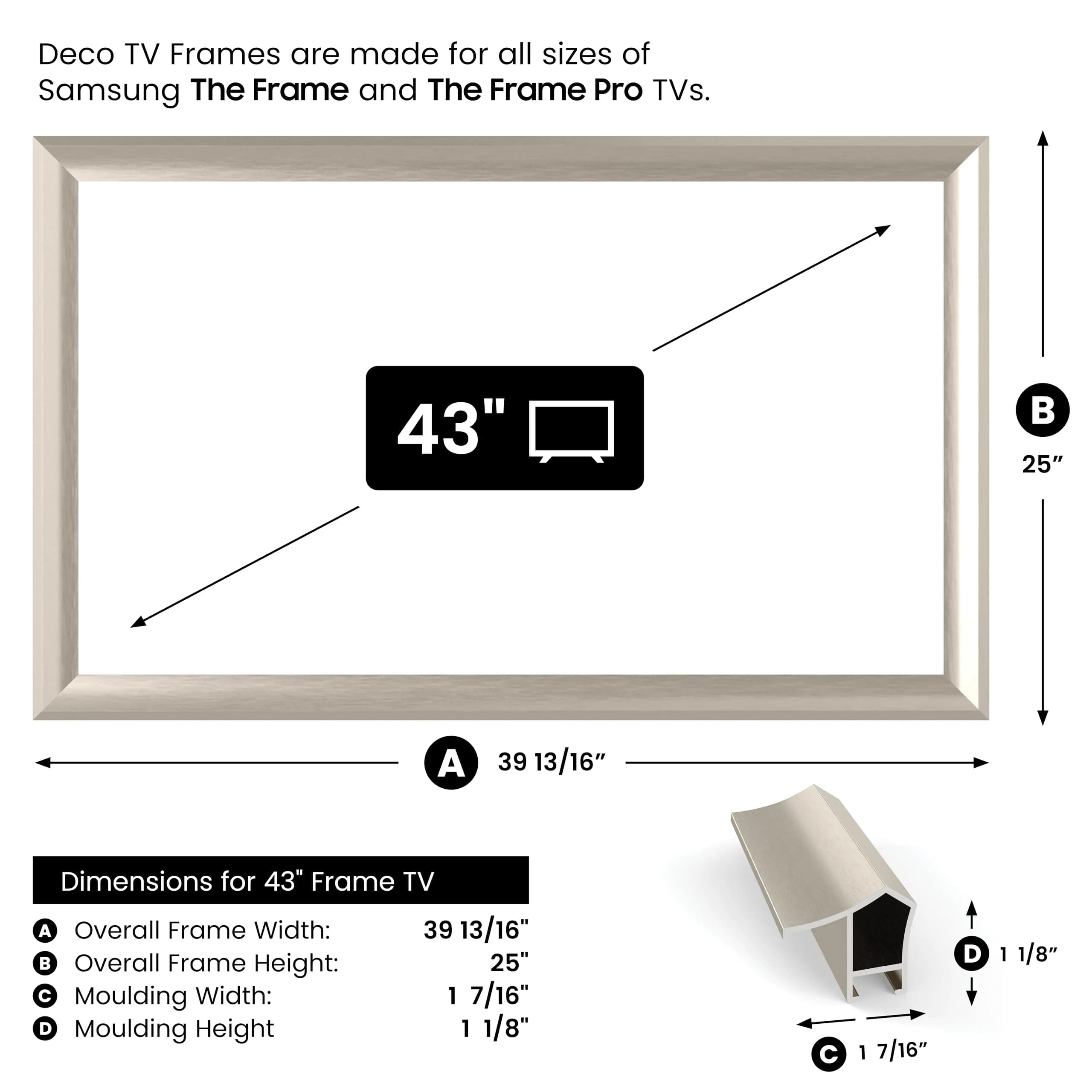 Frame My TV German Silver Prismatic 43" Deco TV Frame | Fits Samsung The Frame & Frame Pro TVs (2021-2026) - view 4