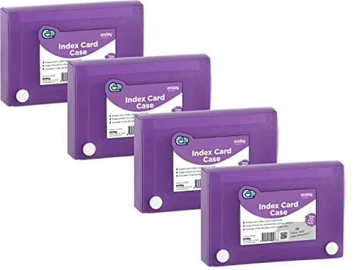 Enday Index Card Holder 3x5 | Durable Plastic Organizer with 5 Tab Dividers, Holds 100 Cards, Purple thumbnail 1