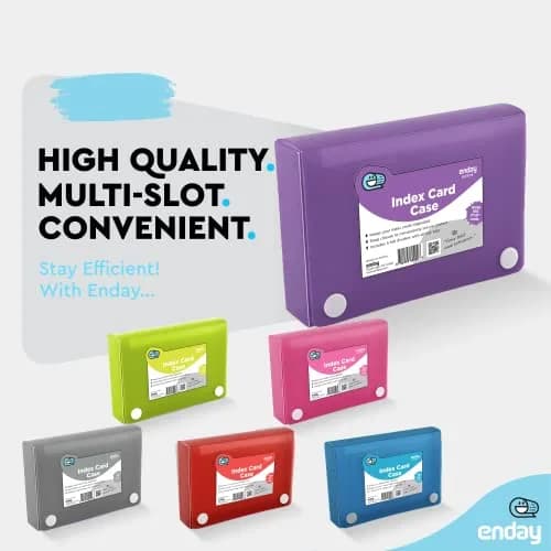 Enday Index Card Holder 3x5 | Durable Plastic Organizer with 5 Tab Dividers, Holds 100 Cards, Purple thumbnail 4