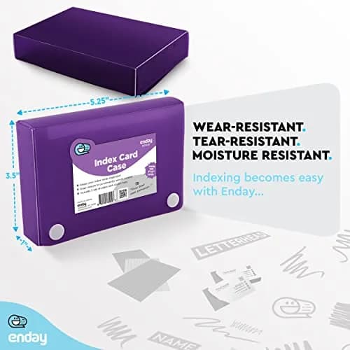 Enday Index Card Holder 3x5 | Durable Plastic Organizer with 5 Tab Dividers, Holds 100 Cards, Purple thumbnail 5
