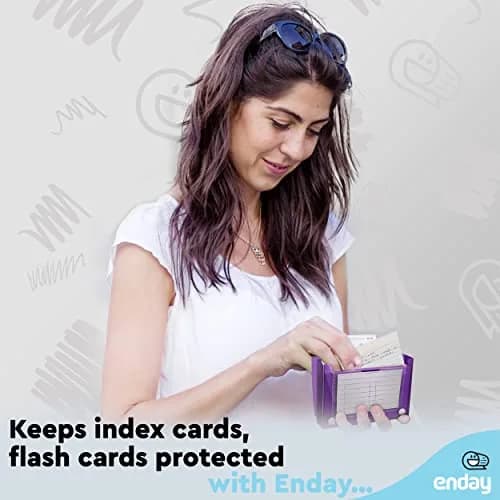Enday Index Card Holder 3x5 | Durable Plastic Organizer with 5 Tab Dividers, Holds 100 Cards, Purple thumbnail 6