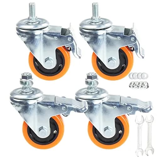 YEWEKE Heavy Duty Swivel Wheels 3 Inch Yellow PVC Casters M12-1.75x25mm | Up to 1200 Lbs Industrial & Furniture Casters thumbnail 1