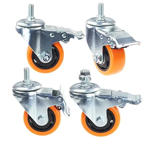 YEWEKE Heavy Duty Swivel Wheels 3 Inch Yellow PVC Casters M12-1.75x25mm | Up to 1200 Lbs Industrial & Furniture Casters thumbnail 5