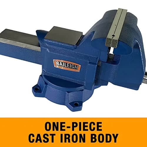 Baileigh Industrial Bench Vise, 5-1/2" Jaw Width, 6" Max Jaw Opening | Ductile Cast Iron, 3.5 Tons Clamping Force thumbnail 2