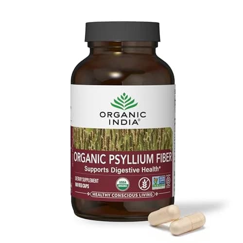 ORGANIC INDIA Psyllium Husk Capsules 180 Count | Vegan Fiber Supplement for Healthy Digestion thumbnail 1