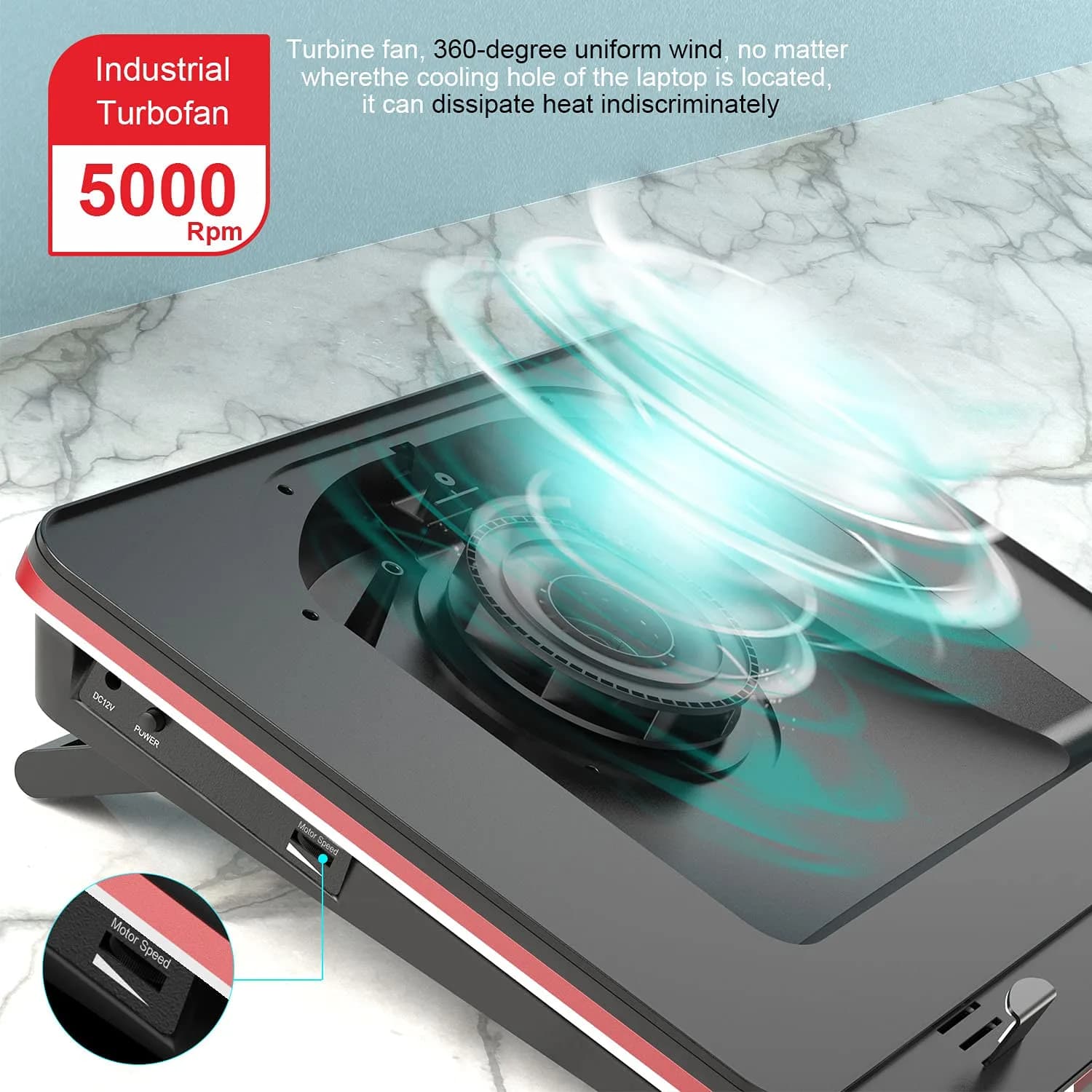 IETS GT500 Laptop Cooling Pad V1 (Hub) - 5000 RPM, Variable Speed, 3-Port USB Hub - view 2