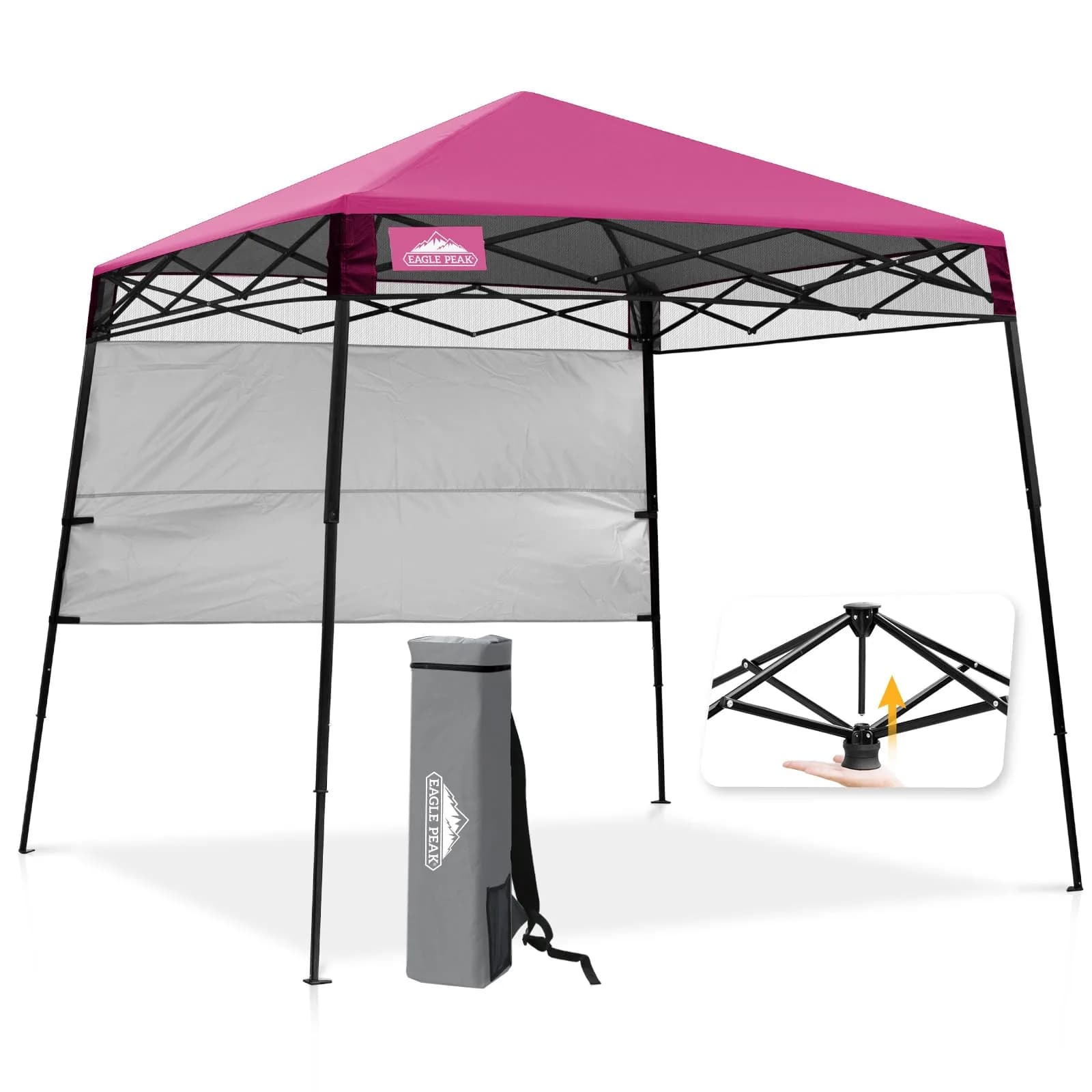 EAGLE PEAK 8x8 Pop Up Canopy Tent, Compact Backpack, Pink | Portable Sun Shelter for Outdoors — Pink