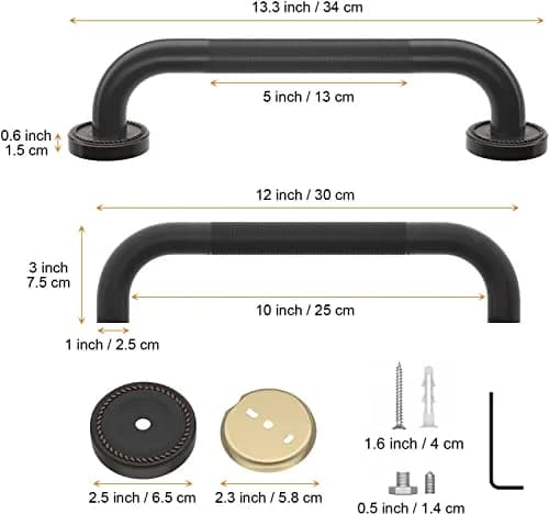 ZUEXT 12 Inch Oil Rubbed Black Bronze Shower Grab Bar | Anti Slip, Support up to 500 lbs thumbnail 2