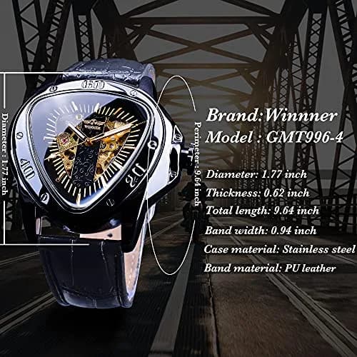 FORSINING Men's Mechanical Watch Triangle Racing Dial 45mm (Black) | Automatic Self-Winding thumbnail 5