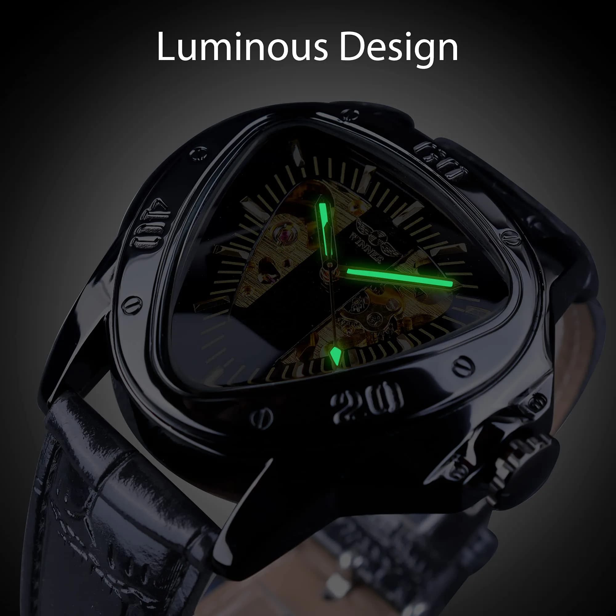 FORSINING Men's Mechanical Watch Triangle Racing Dial 45mm (Black) | Automatic Self-Winding - view 6