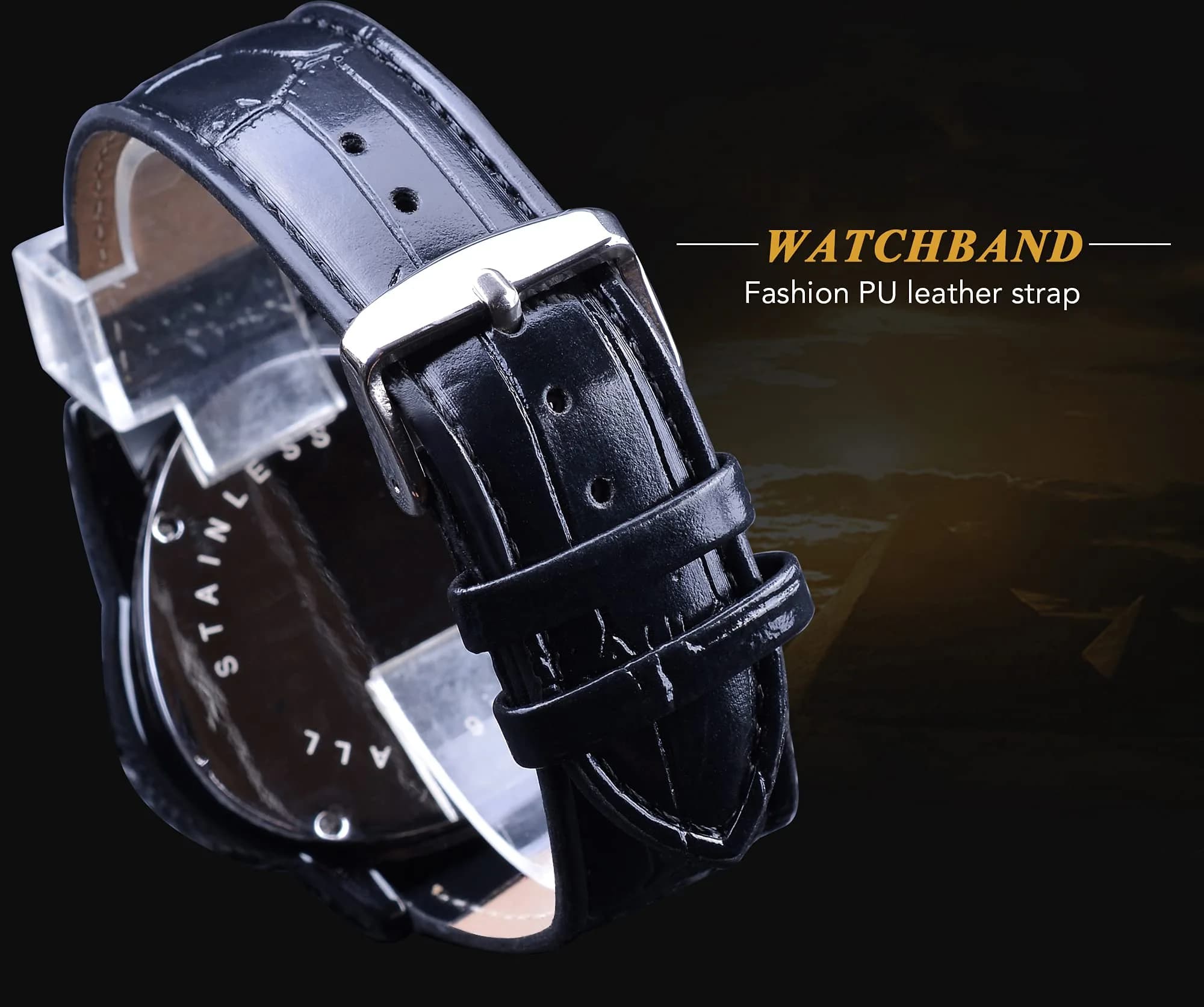 FORSINING Men's Mechanical Watch Triangle Racing Dial 45mm (Black) | Automatic Self-Winding - view 7