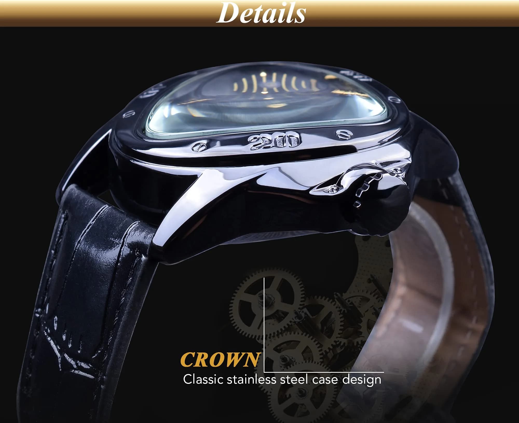 FORSINING Men's Mechanical Watch Triangle Racing Dial 45mm (Black) | Automatic Self-Winding - view 8