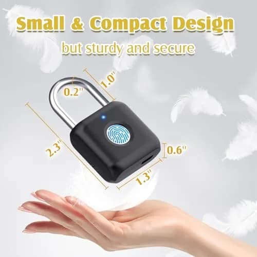 Pothunder Fingerprint Padlock Black | Smart APP Unlock, USB Rechargeable Locker Lock for Gym Doors thumbnail 6