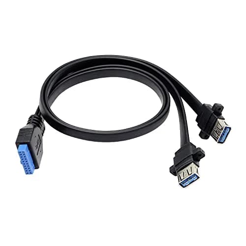 XMSJSIY USB 3.0 Front Panel Cable 19/20pin | Dual USB-A Ports for Motherboard thumbnail 1