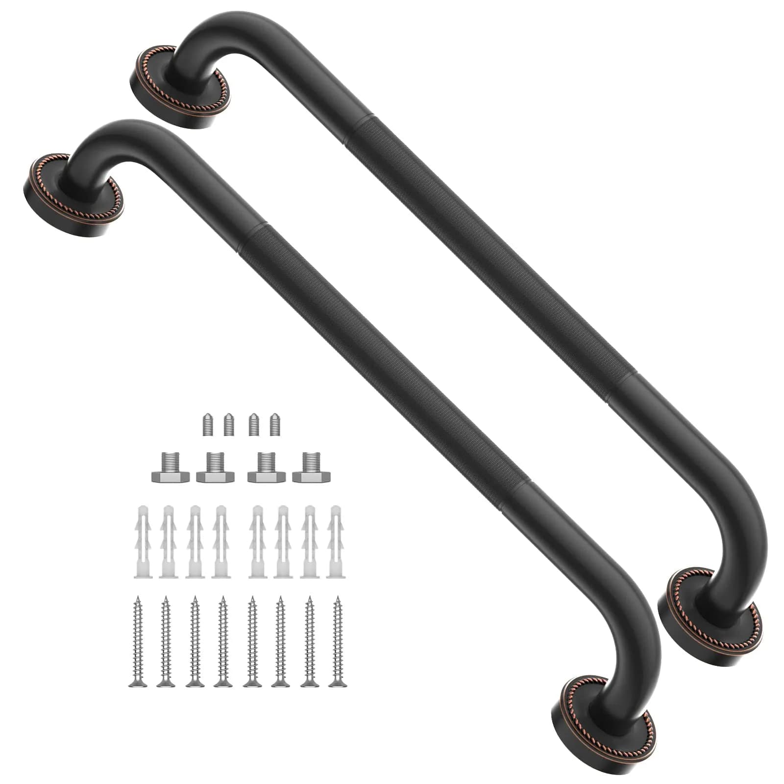 ZUEXT 20 Inch Oil Rubbed Black Bronze Shower Grab Bar | Anti Slip, 500 lbs Support — Black