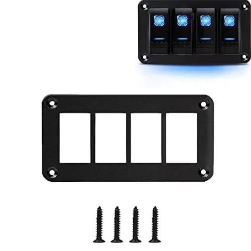MIIGII 4 Gang Rocker Toggle Switch Panel Aluminum Housing Waterproof Vehicle Panel thumbnail 1