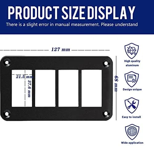 MIIGII 4 Gang Rocker Toggle Switch Panel Aluminum Housing Waterproof Vehicle Panel thumbnail 2