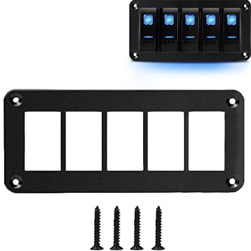 MIIGII 5 Gang Rocker Toggle Switch Panel Aluminum Housing Waterproof for Car Truck Marine RV thumbnail 1
