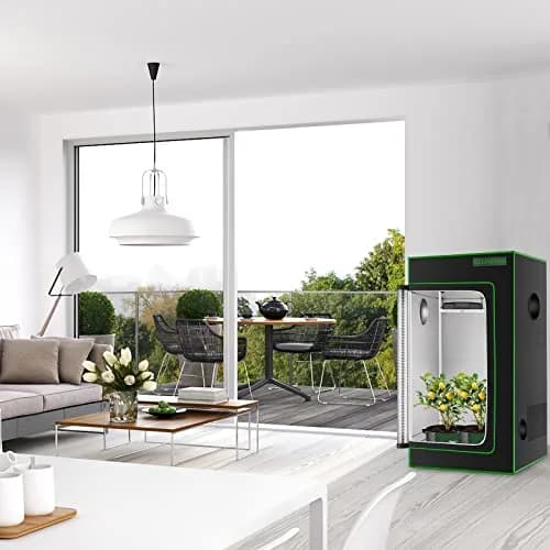 MELONFARM 2x2 Grow Tent 24"x24"x48" | High Reflective 600D Diamond Mylar for Indoor Plants thumbnail 9