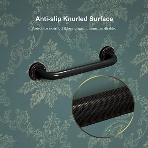 ZUEXT 12 Inch Oil Rubbed Black Bronze Shower Grab Bar | Anti Slip, Rustproof, Supports 500 lbs thumbnail 4