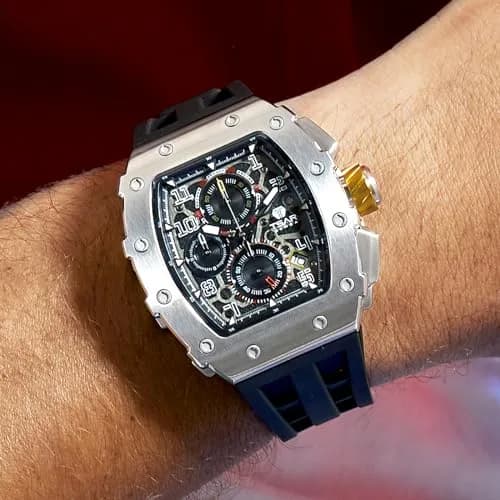 TSAR BOMBA Men's Quartz Wristwatch Waterproof 50M | Luxury Tonneau Chronograph for Men thumbnail 5