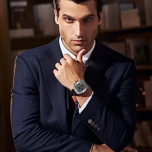 TSAR BOMBA Men's Quartz Wristwatch Waterproof 50M | Luxury Tonneau Chronograph for Men thumbnail 8