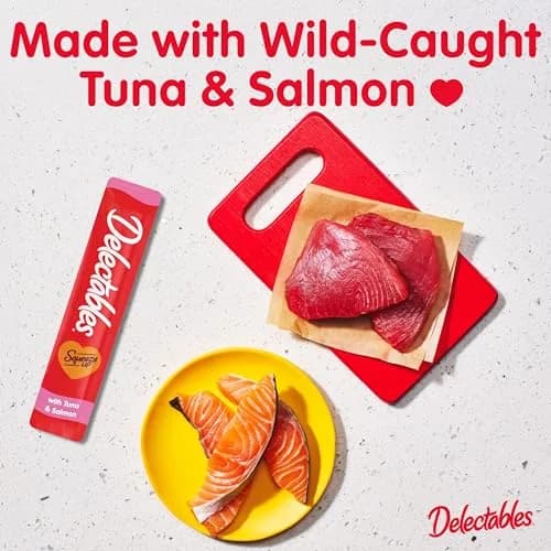 Delectables Squeeze Up Tuna & Salmon Cat Treats 16 oz (454 g) | Hydrating Lickable Purée for Cats thumbnail 2