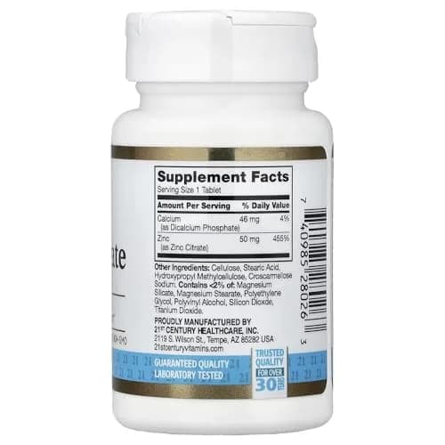 21st Century Zinc Citrate 50mg Tablets | Immune & Antioxidant Support, 360ct, Gluten Free, Non-GMO thumbnail 2