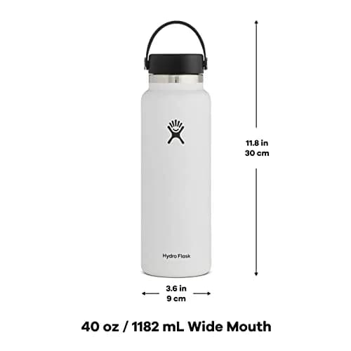 Hydro Flask Wide Mouth Bottle with Flex Cap 40 oz (1183ml / 1.26lb) | Keeps Cold 24 Hrs, Hot 12 Hrs thumbnail 3