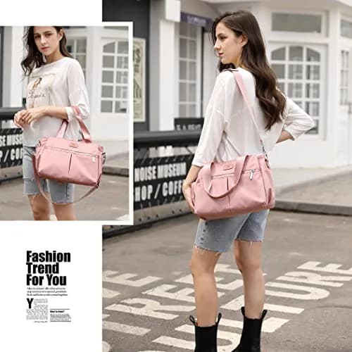 DOURR Pink Hobo Handbag | Light Nylon Crossbody for Women, Medium Size thumbnail 3