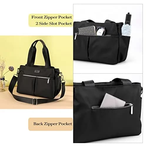 DOURR Black Nylon Crossbody Handbag | Multi-Compartment, Lightweight & Durable (12.6 in x 8.7 in) thumbnail 4