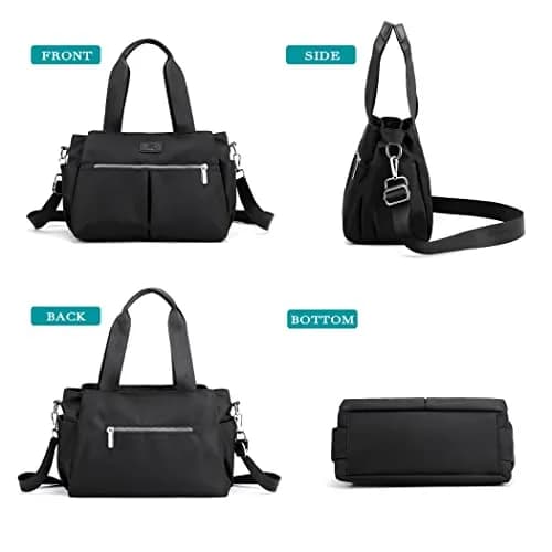 DOURR Black Nylon Crossbody Handbag | Multi-Compartment, Lightweight & Durable (12.6 in x 8.7 in) thumbnail 6