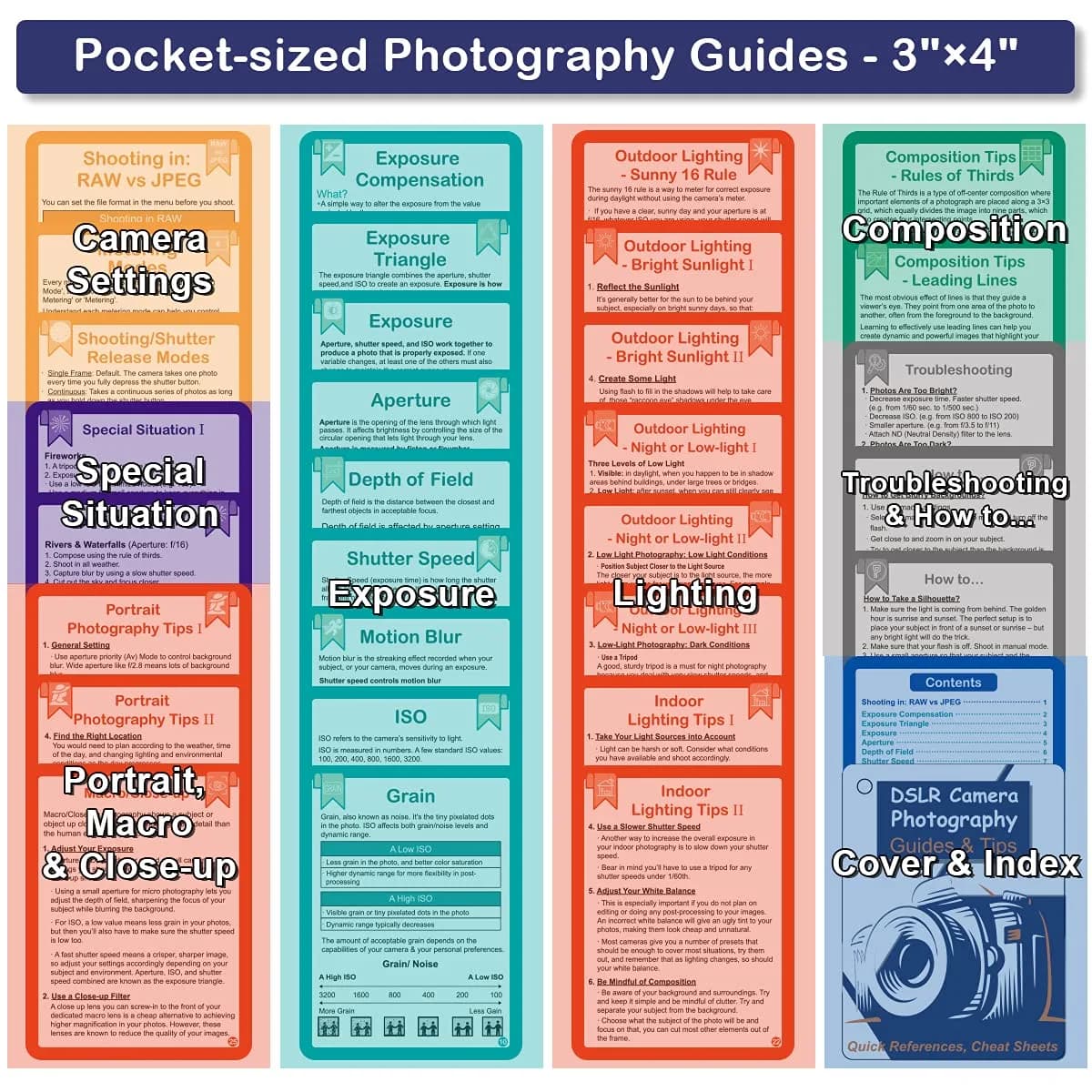 Tip Info DSLR Cheat Sheet Photography Accessories 10 cm (4 in) | Quick Reference Cards for Canon, Nikon, Sony - view 8