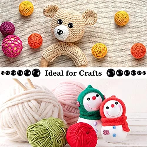 UPINS Large Safety Eyes and Nose Set 180 Pcs with Washers | 12-30mm Black Plastic for Amigurumi & Crafts thumbnail 5