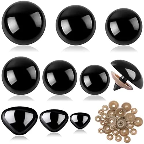 UPINS Large Safety Eyes and Nose Set 180 Pcs with Washers | 12-30mm Black Plastic for Amigurumi & Crafts thumbnail 1
