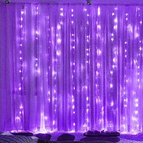 HOME LIGHTING Window Curtain String Lights, 300 LED Purple | 8 Modes, USB Powered, Indoor & Outdoor (70-120c) thumbnail 5