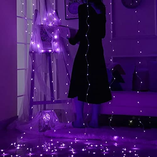 HOME LIGHTING Window Curtain String Lights, 300 LED Purple | 8 Modes, USB Powered, Indoor & Outdoor (70-120c) thumbnail 3